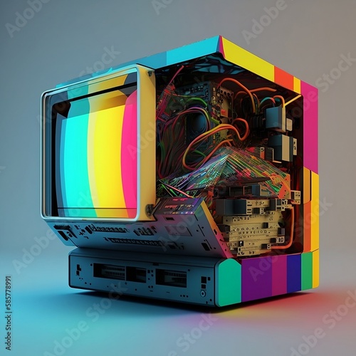 A Technicolor Throwback: A Vintage Computer Transformed by Spectralism Art photo