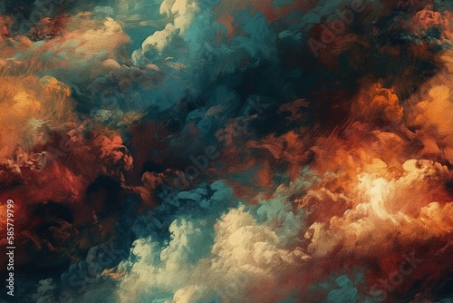 vivid sky with a multitude of clouds. Generative AI © AkuAku