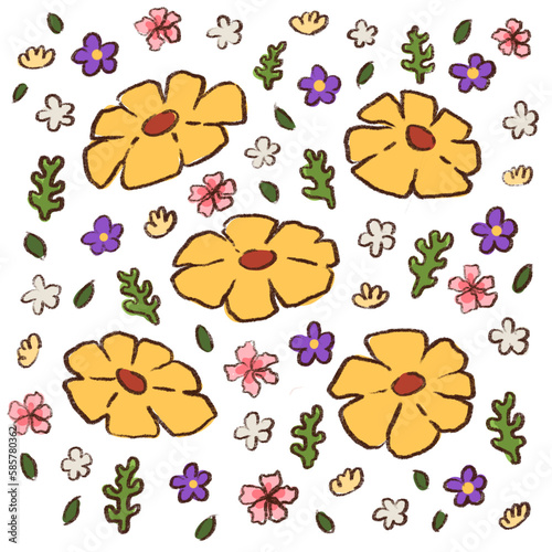 seamless pattern with cute flowers