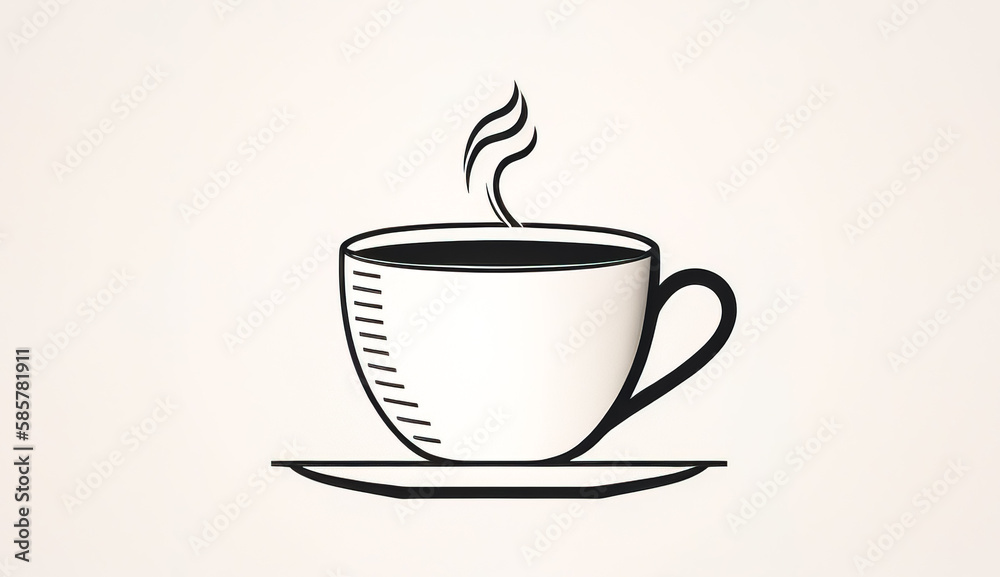 Obraz premium Minimalistic logo for a coffee shop, a cup of coffee, generative AI.