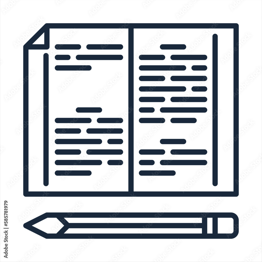 Diary Isolated Vector Icon which can easily modify or edit.Pen and P.aper, writing icon paper notebook and pen symbol design.Paperwork vector line icon isolated on white background. Diary Isolated Vector Icon which can easily modify or edit.Pen and P.aper, writing icon paper notebook and pen symbol design.Paperwork vector line icon isolated on white background.