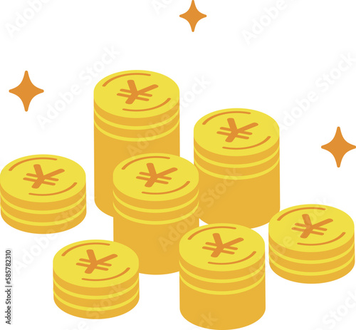 積み上げられた日本円のコイン