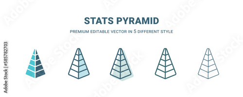stats pyramid icon in 5 different style. Outline, filled, two color, thin stats pyramid icon isolated on white background. Editable vector can be used web and mobile