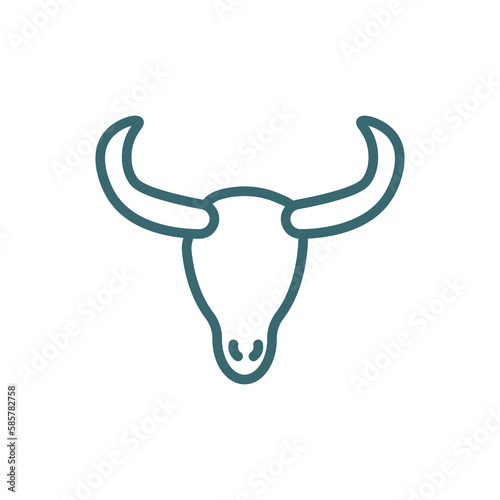 skull of a bull icon. Thin line skull of a bull icon from culture and civilization collection. Outline vector isolated on white background.