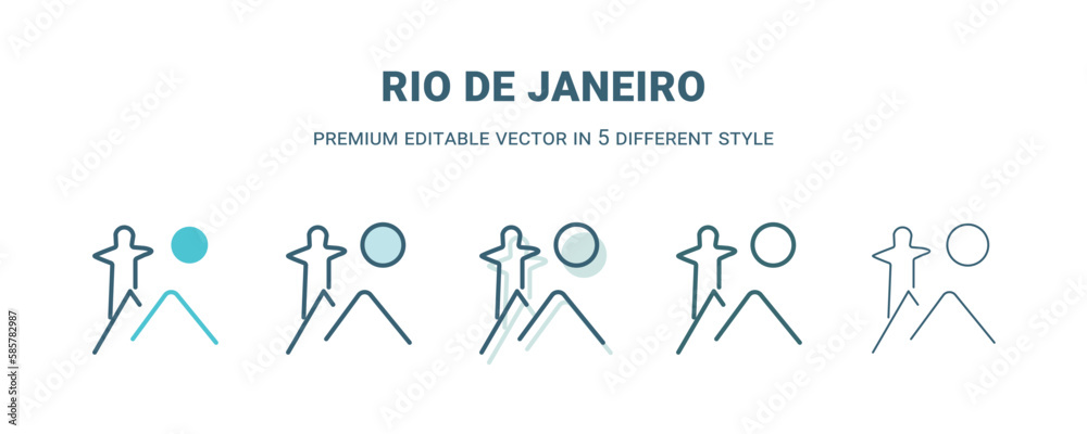 rio de janeiro icon in 5 different style. Outline, filled, two color, thin rio de janeiro icon isolated on white background. Editable vector can be used web and mobile rio de janeiro icon in 5 different style. Outline, filled, two color, thin rio de janeiro icon isolated on white background. Editable vector can be used web and mobile