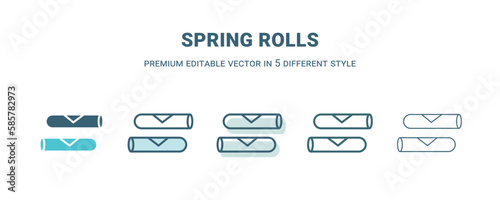 spring rolls icon in 5 different style. Outline, filled, two color, thin spring rolls icon isolated on white background. Editable vector can be used web and mobile