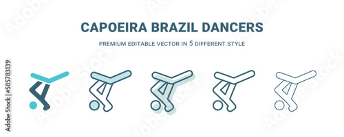 capoeira brazil dancers icon in 5 different style. Outline, filled, two color, thin capoeira brazil dancers icon isolated on white background. Editable vector can be used web and mobile