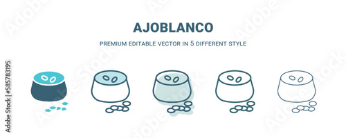 ajoblanco icon in 5 different style. Outline, filled, two color, thin ajoblanco icon isolated on white background. Editable vector can be used web and mobile