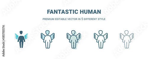 fantastic human icon in 5 different style. Outline, filled, two color, thin fantastic human icon isolated on white background. Editable vector can be used web and mobile
