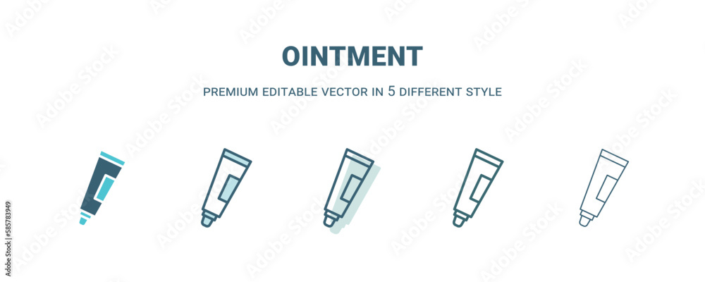 ointment icon in 5 different style. Outline, filled, two color, thin ointment icon isolated on white background. Editable vector can be used web and mobile ointment icon in 5 different style. Outline, filled, two color, thin ointment icon isolated on white background. Editable vector can be used web and mobile