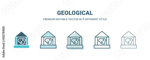 geological icon in 5 different style. Outline, filled, two color, thin geological icon isolated on white background. Editable vector can be used web and mobile