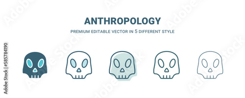 anthropology icon in 5 different style. Outline, filled, two color, thin anthropology icon isolated on white background. Editable vector can be used web and mobile