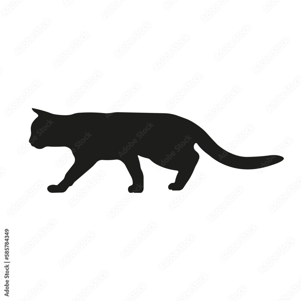 Cat silhouette illustration, walking cat
