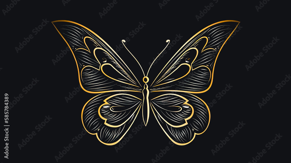 Minimalist simple butterfly logo isolated, generative AI. Minimalist simple butterfly logo isolated, generative AI.