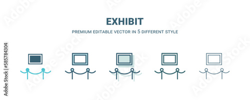 exhibit icon in 5 different style. Outline, filled, two color, thin exhibit icon isolated on white background. Editable vector can be used web and mobile
