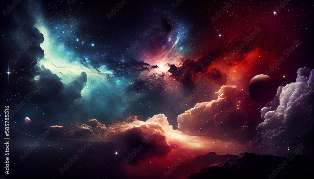 Fototapeta premium Night Sky : A Universe Filled with Stars, Nebulae, and Galaxies 