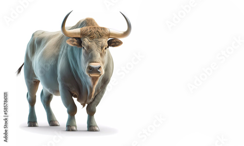 Buffalo on a white background. Place for text. Banner. created by AI