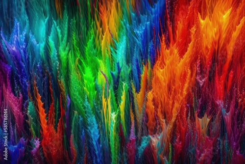 multicolored abstract feathers painting. Generative AI