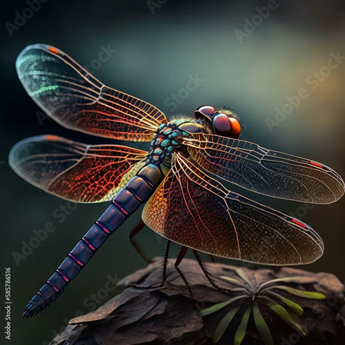 Dragonfly insect. Generative AI. © DALU11