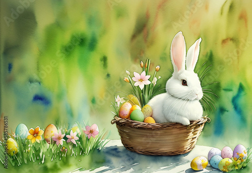 Easter card watercolor illustration