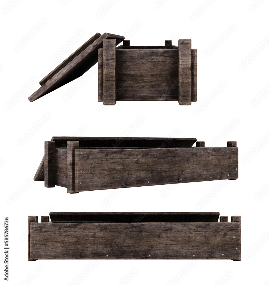 Wooden long crate isolated Wooden long crate isolated
