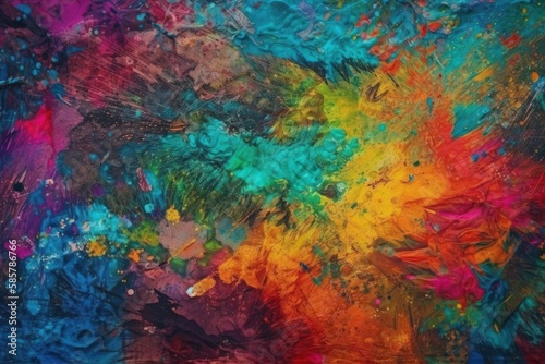 colorful abstract painting on canvas. Generative AI