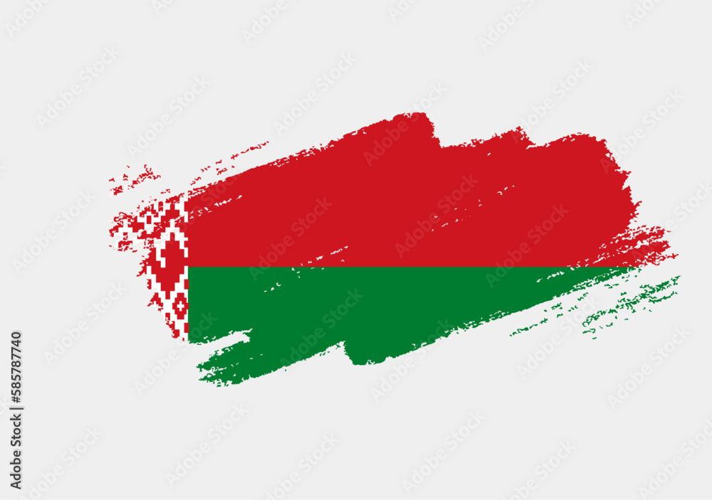 Artistic grunge brush flag of Belarus isolated on white background. Elegant texture of national country flag Artistic grunge brush flag of Belarus isolated on white background. Elegant texture of national country flag