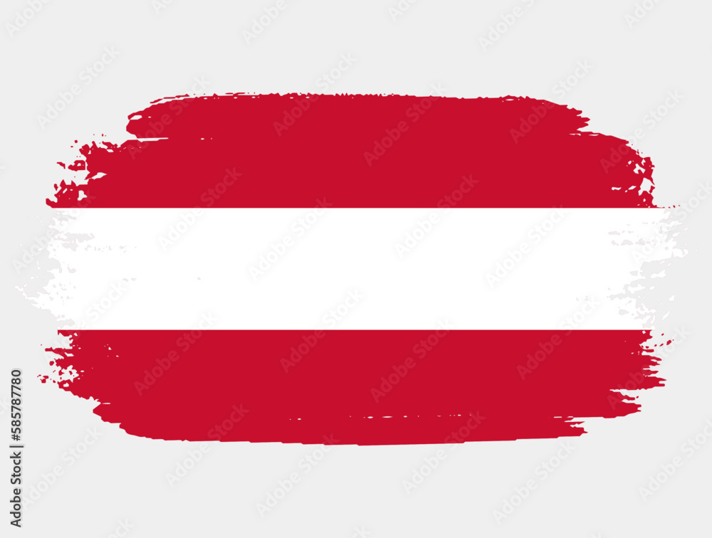 Artistic grunge brush flag of Austria isolated on white background. Elegant texture of national country flag