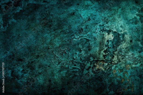 distressed green and black textured background with cracked surface. Generative AI