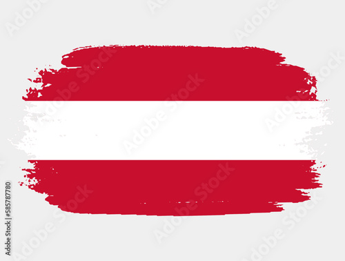Artistic grunge brush flag of Austria isolated on white background. Elegant texture of national country flag
