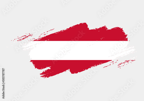 Artistic grunge brush flag of Austria isolated on white background. Elegant texture of national country flag