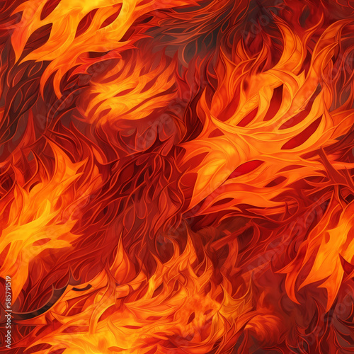 seamless repeatable fire texture pattern, abstract red flames, generative ai