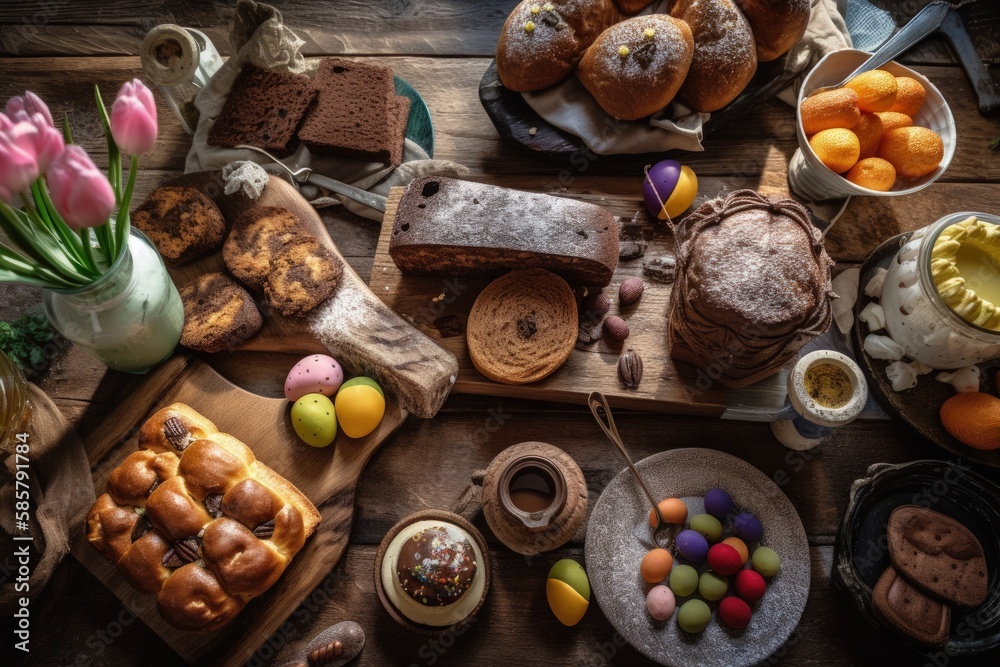 buffet table with a variety of foods for a party or event. Generative AI buffet table with a variety of foods for a party or event. Generative AI