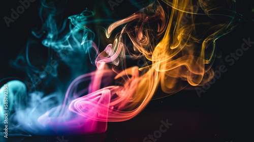 Abstract background with colorful puffs of smoke, generative AI.