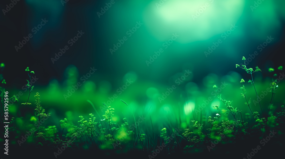 Abstract blurred background with plants, generative AI.