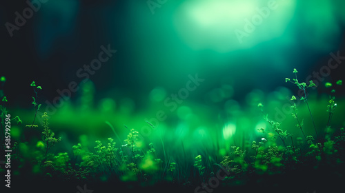 Abstract blurred background with plants  generative AI.