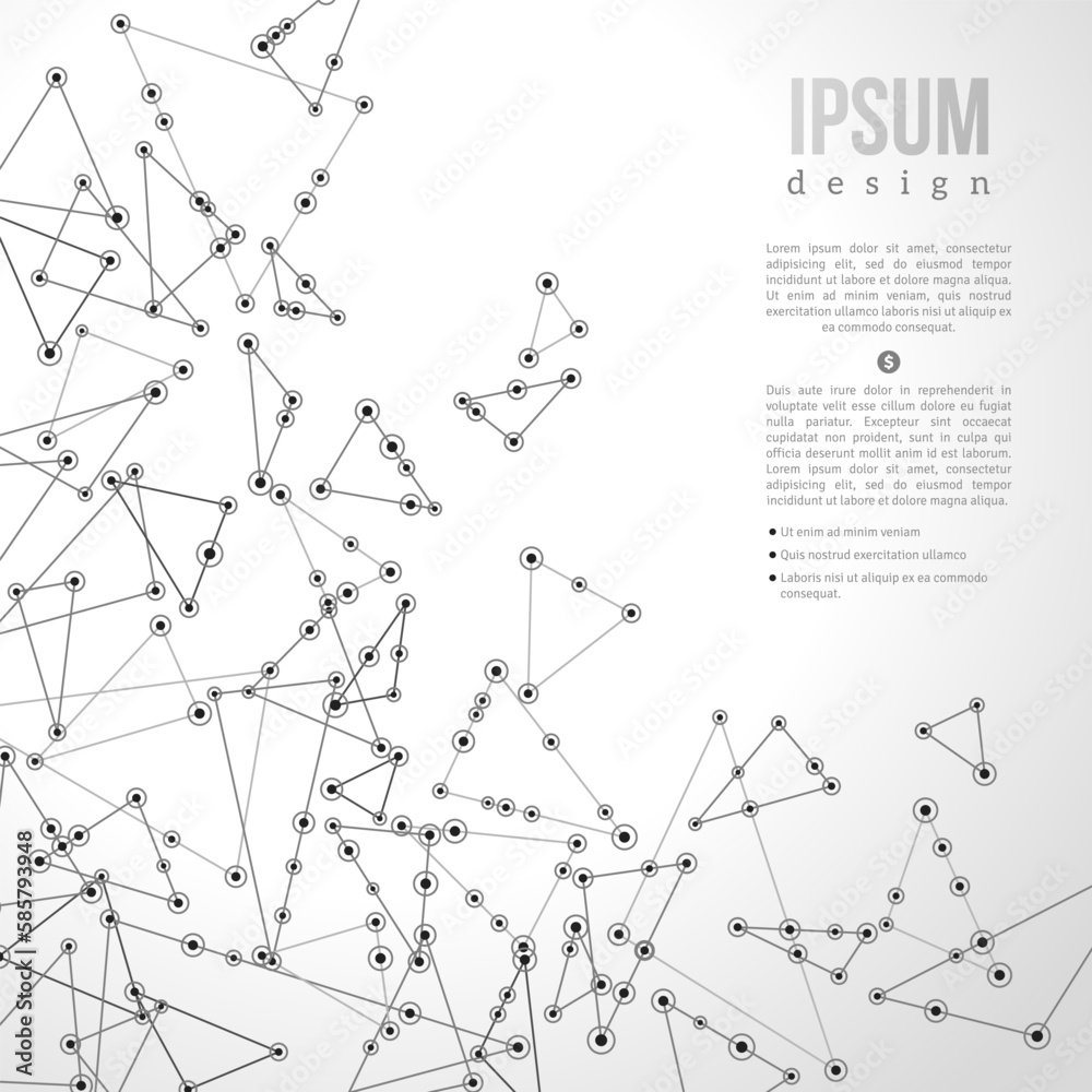 Wireframe mesh polygonal background. Connected lines and dots. Connection Structure. Geometric Modern Technology Concept. Digital Data Visualization.