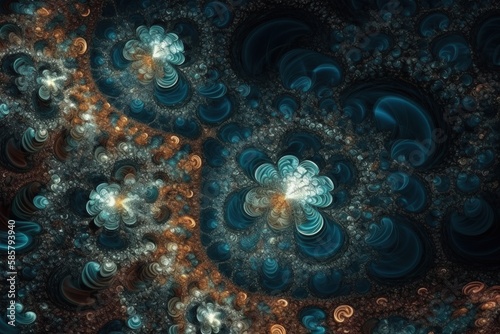 an intricate and colorful abstract digital design. Generative AI