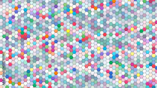 Abstract futuristic hexagon with glowing light background. Geometric hexagonal metal shape background. Honeycomb mosaic background. Random waving motion canvas pattern.
