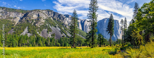 El capitan granite rock seen from the Yosemite Valley during the summer, Yosemite National Park, USA photo