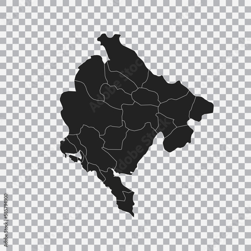 Political map of the Montenegro isolated on transparent background. Vector.