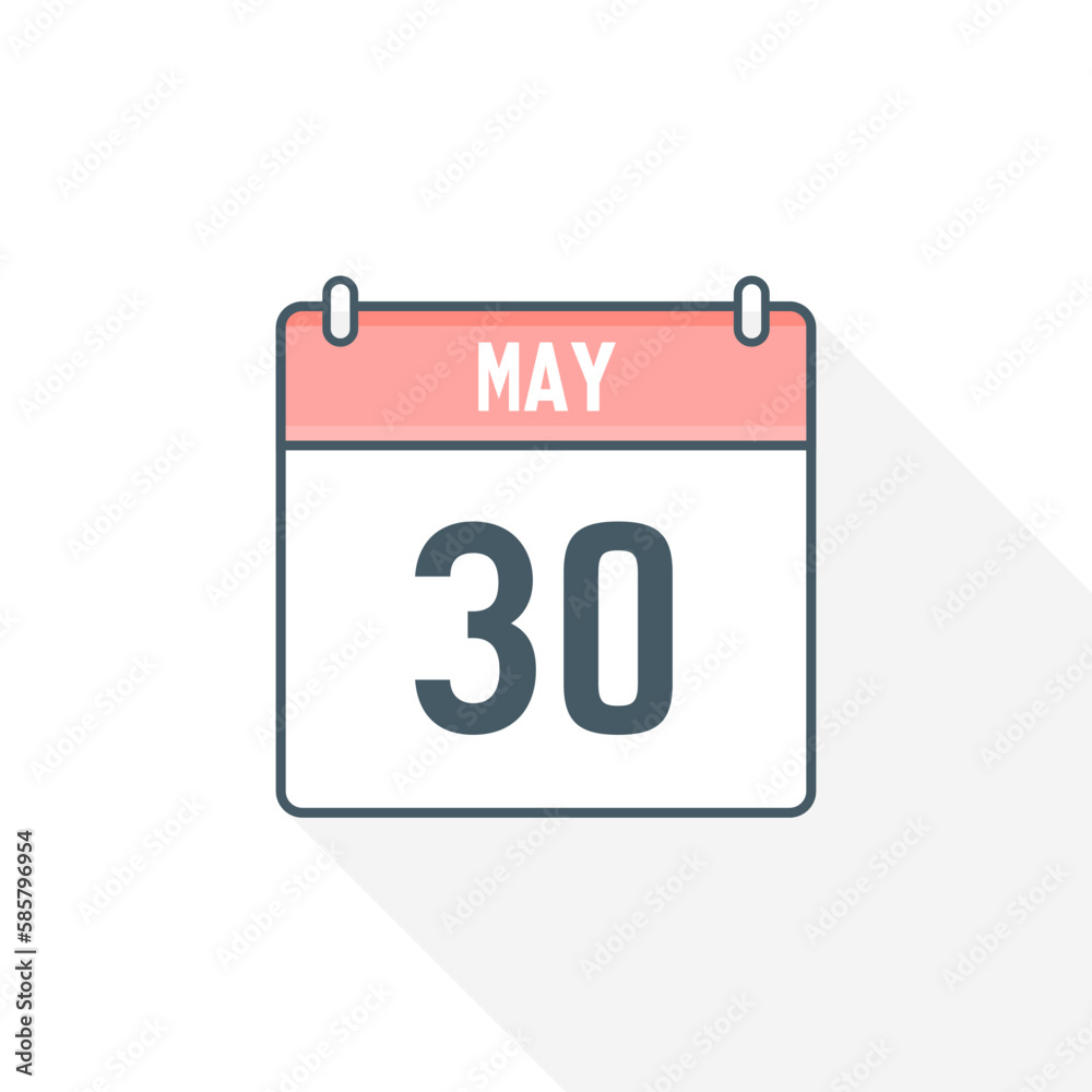 30th May calendar icon. May 30 calendar Date Month icon vector illustrator 30th May calendar icon. May 30 calendar Date Month icon vector illustrator