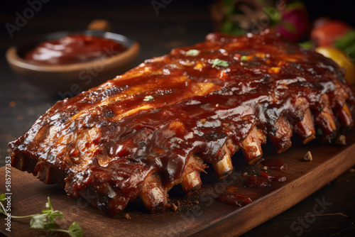 Chipotle Barbecue Pork Ribs delicious meal by Ai generated.
