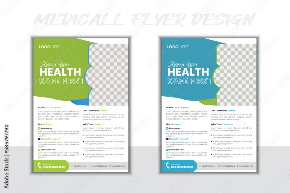Medical Flyer Corporate Healthcare Flyer Template Organic & Geometric shape Flyer Circle Gradient Colorful concepts flyer Corporate healthcare and medical a4 flyer design template for print
