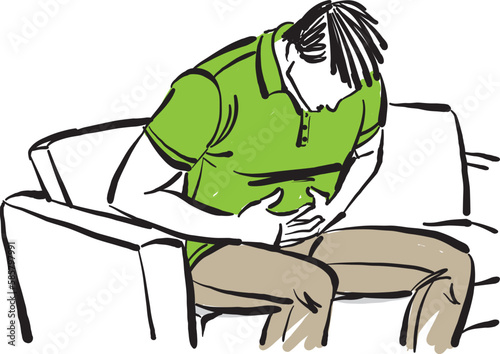 man with stomach pain health care problems vector illustration