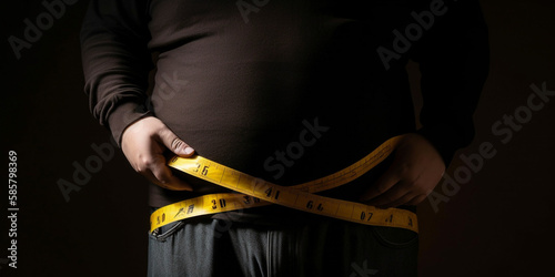 fat man with tape measure around his belly Generated AI