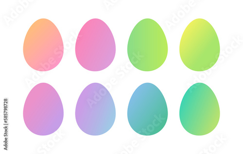 Easter eggs pastel colorful set of icons. Gradient colors Easter eggs illustration