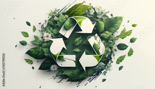 Green recycling concept, Generative AI illustration photo