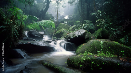 Waterfall in the jungle, Generative AI