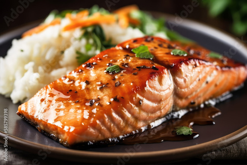 Easy Grilled Salmon delicious meal by Ai generated.